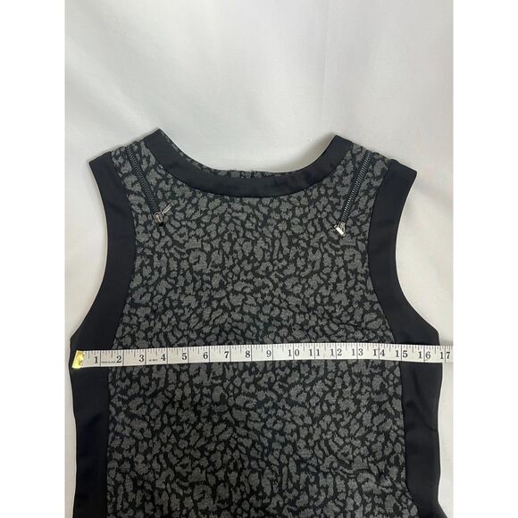 Lapis Leopard Print Black Grey Sheath Dress Sze L Animal Print Office Career 90s - Picture 10 of 11